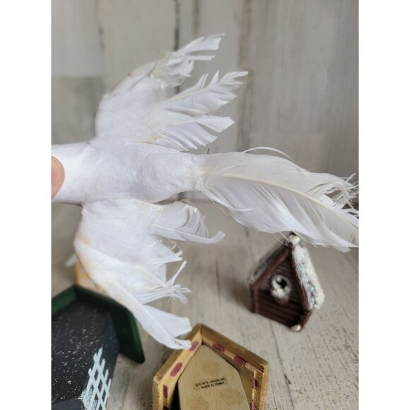 Bird house white dove variety set ornament mini Xmas unique - Picture 10 of 13